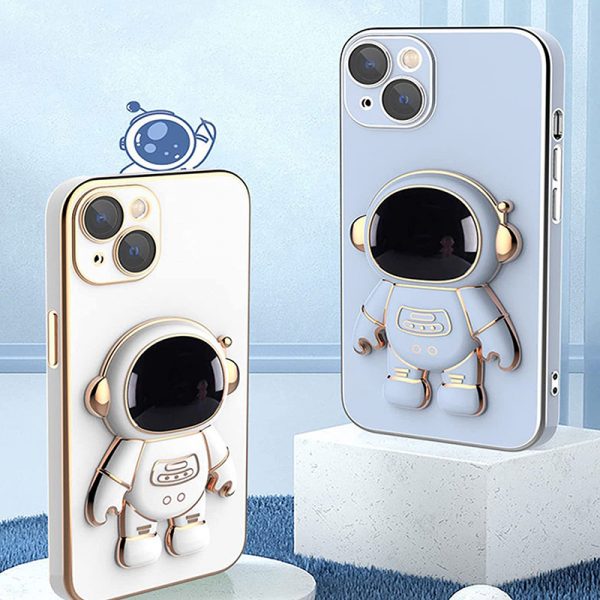Cartoon 3D Astronaut Case iPhone 13 Pro Max Folding Bracket