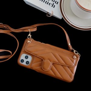 Leather IPhone Case with Card Holder Shoulder Strap