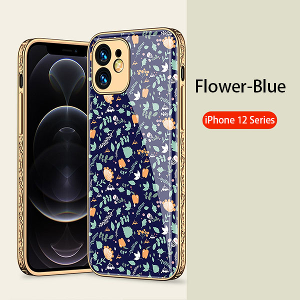 flower pattern tempered glass iphone 12 series case