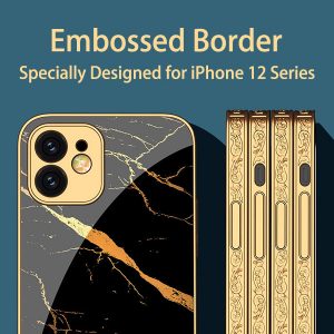 gold line iphone 12 case with embossed border