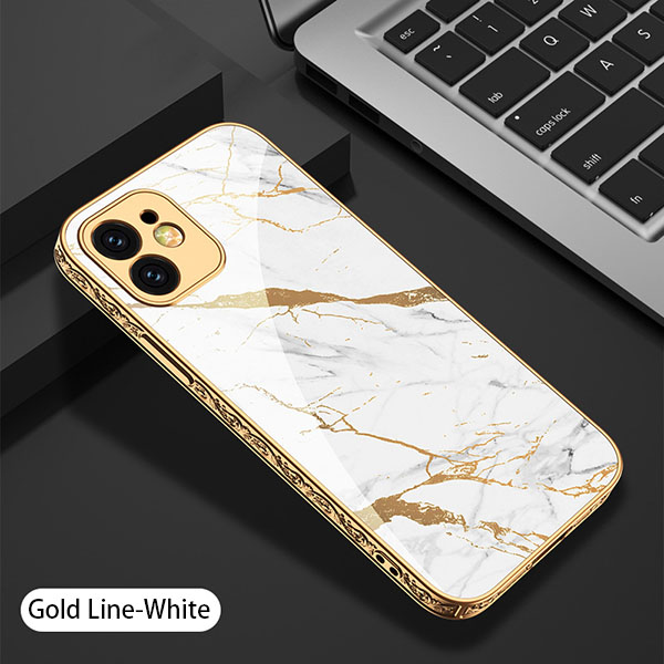 gold line tempered glass iphone 12 series case