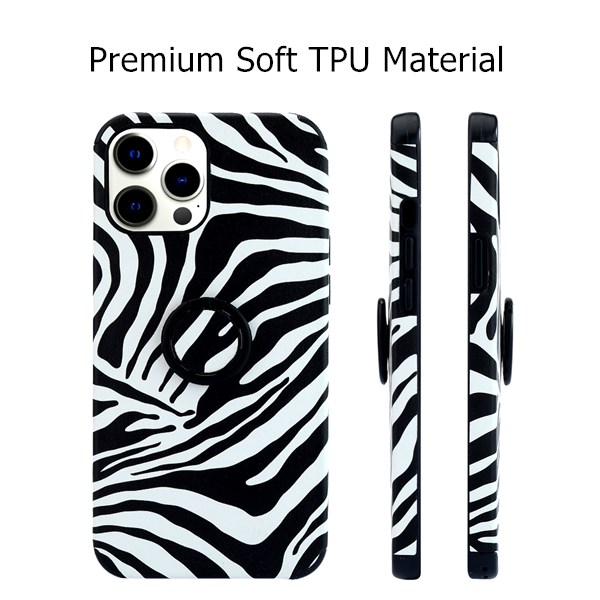 Zebra Texture IPhone Case with Ring with Stand