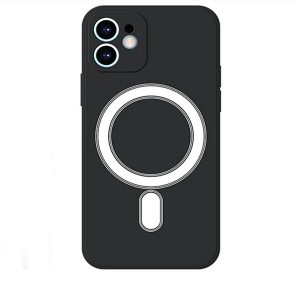 magSafe magnetic black silicone iphone case
