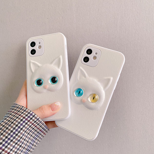 two white cat iphone cases