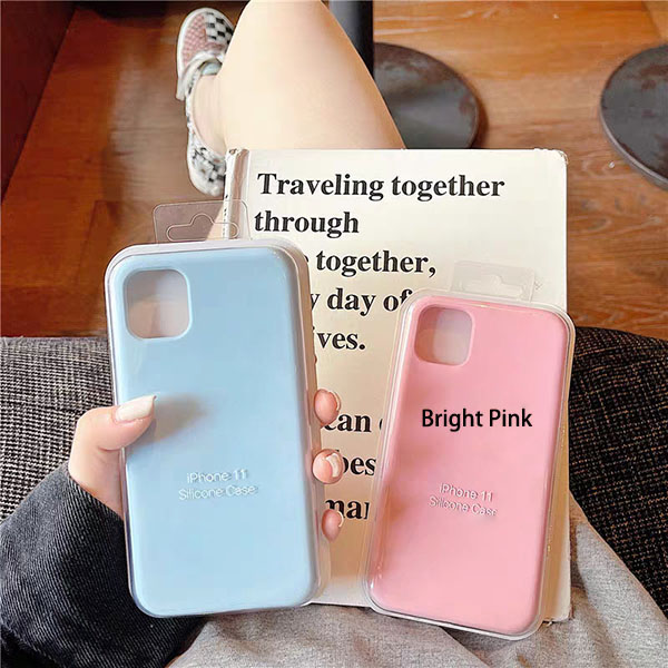 iphone silicone case in pink and blue colors