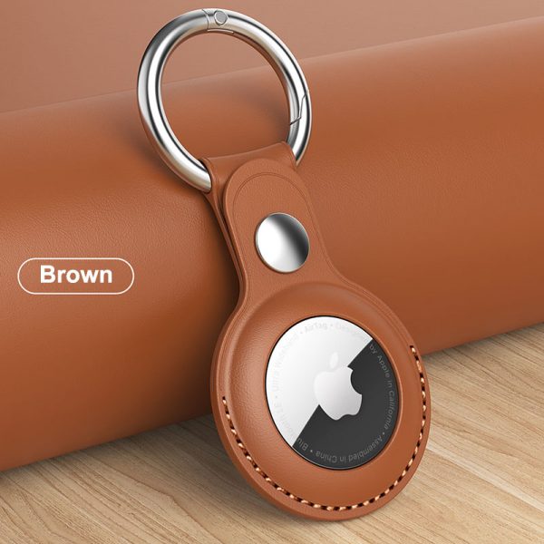 brown leather airtag case