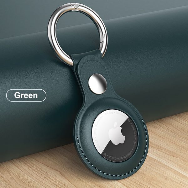 green leather airtag case