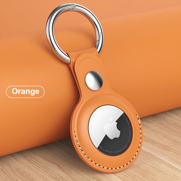 orange leather airtag case