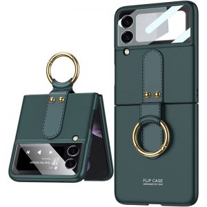 For Samsung Galaxy Z Flip 5 Leather Case With Ring Holder Ultra