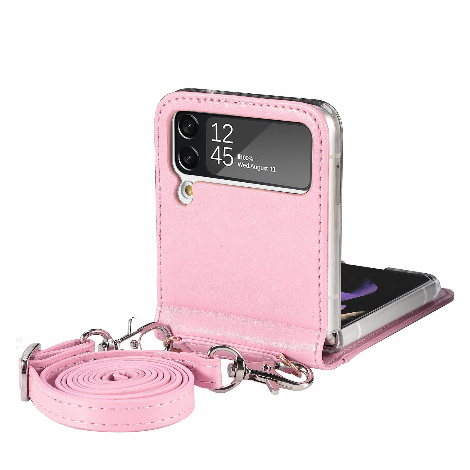 Wholesale Z Flip 3 Case Luxury Lanyard Card Holder Cellphone Cover Soft  leather PU Miss Phone Case For Samsung Galaxy Z Flip3 case From  m.