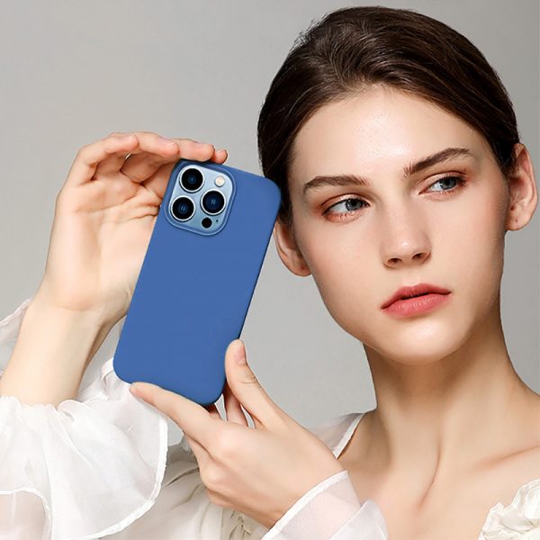 dark blue liquid silicone case iphone 12 model display