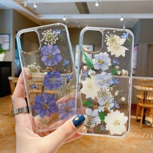 OnePlus 9RT white flower pressed flower phone case,iPhone 13 12 mini pro max,Samsung s20 note20 A52,Google Pixel 6 pro flower case