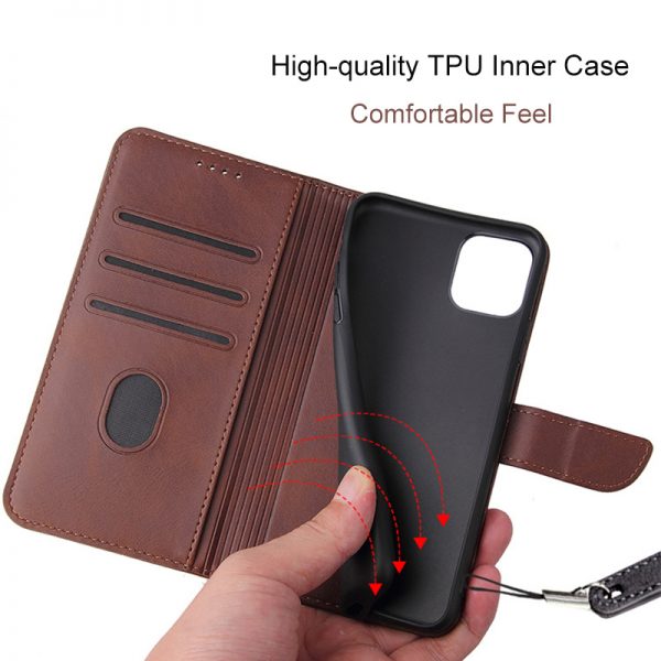 Brown New Flip Cover iPhone 14 Case with Card Holder