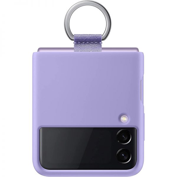 purple galaxy z flip4 silicone cover with ring