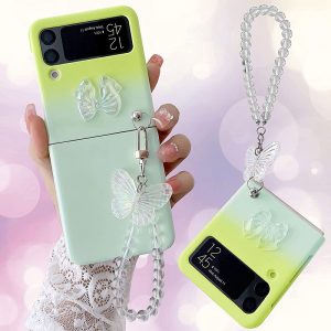 cute gradient yellow z flip 4 case with strap