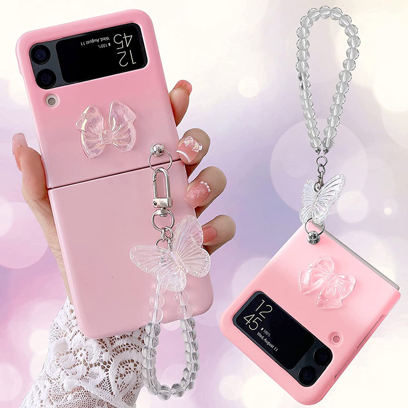 Galaxy Z Flip 3 Case, Cute Pink Z Flip 3 Case with Strap Ring for Women  Shockproof Non-Slip Protective Compatible with Samsung Galaxy Z Flip 3 Case