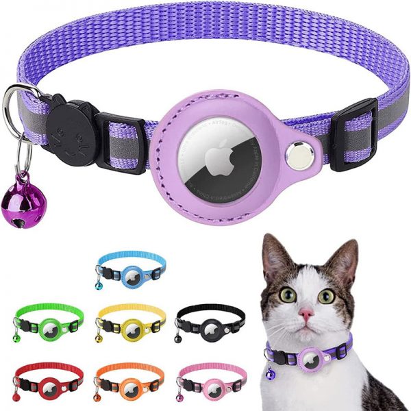 comfortable purple airtag cat collars