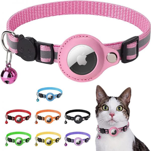 comfortable pink airtag cat collars