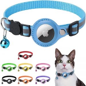 comfortable blue airtag cat collars