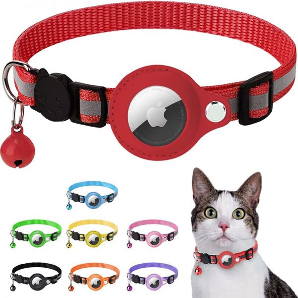 comfortable red airtag cat collars