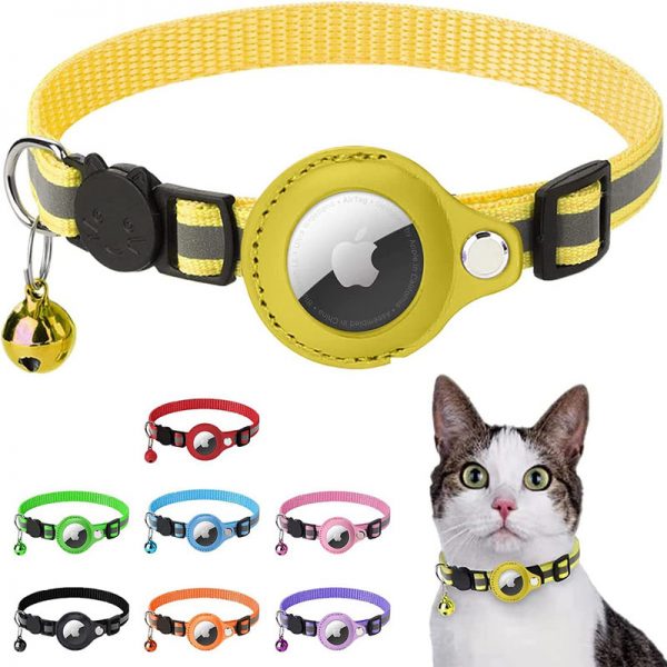 comfortable yellow airtag cat collars